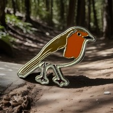 Enamel Pin Badge Of A Robin
