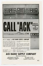 QST Ham Radio Mag. Ad CALL "ACK" for BEST DEAL on COLLINS S/LINE (11/58)