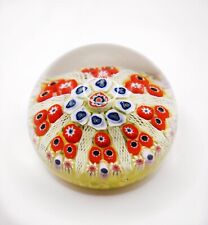 Scottish Strathearn Millefiori 8 Spoke Cartwheel Latticino Glass Paperweight