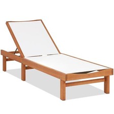 COSTWAY Outdoor Patio Fabric Chaise Lounge Chair Outdoor 5-Position Recliner