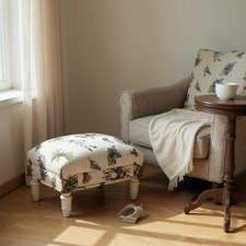 Lavender Fabric Tapestry Ottoman Footstool With Drawer Lounge Padded Footstool