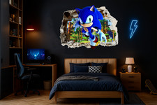 3D Smashed Wall Mural Sonic
