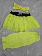 Women's Fancy Dress Costume Rave Yellow Tutu Skirt Gloves Leg Warmers - S M
