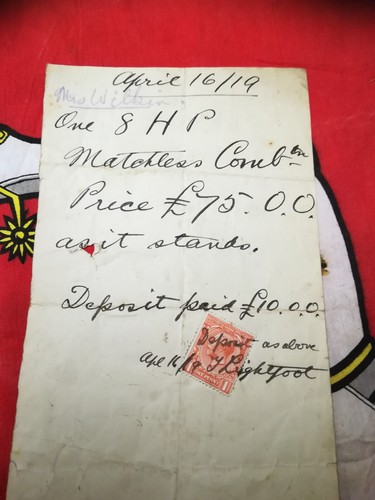 Vintage motorcycle receipt - motorcycle,