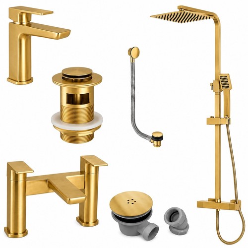 Brushed brass shower - brass, kit
