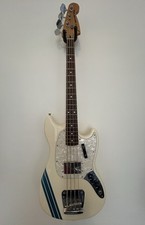 Fender Mustang Pawn Shop Olympic White With Blue Racing Stripe
