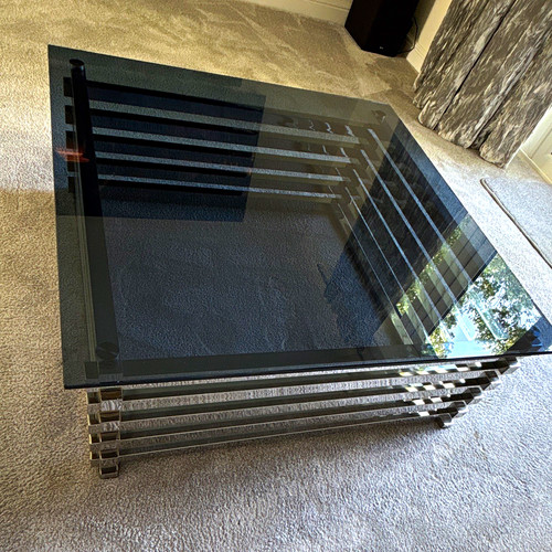 Square mirrored glass coffee - mirrored,