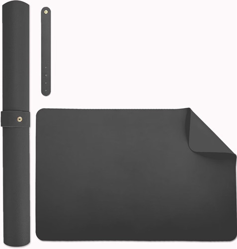 Black leather desk - desk, pad