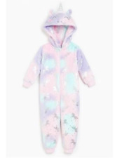 Girls Gorgeous Unicorn Hooded All in One With Horn Rainbow 1Onesie  Ages 1-6 NEW