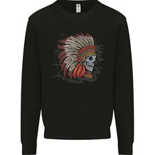 Indian Headdress Skull Native American Biker Mens Sweatshirt Jumper