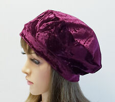 French style beret crushed velvet tam lined hat handmade spring autumn hat
