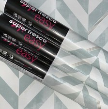 3 x Rolls Graham & Brown White Mint Green Teal Chevron Textured Wallpaper