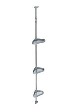 Croydex Telescopic Pole Triple Shower Shelf Basket Caddy Storage, Chrome Grey