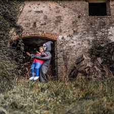 Adult Inflatable Grim Reaper Costume Fancy Dress Stag Lift Up One Size Halloween