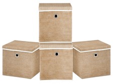 Fabric Storage Boxes with Lids Foldable Collapsible Home Organiser Cubes Pack 4