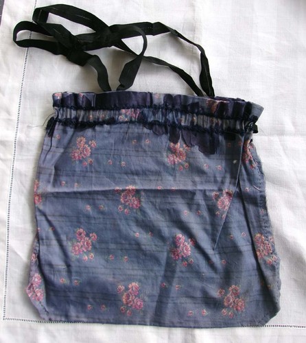 Antique silk drawstring bag - silk,