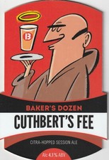 UNUSED PUMP CLIP FRONT - BAKERS DOZEN BREWING CO - CUTHBERT'S FEE SESSION PALE