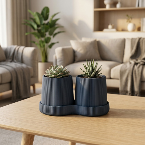 Duo planter with drip - with,