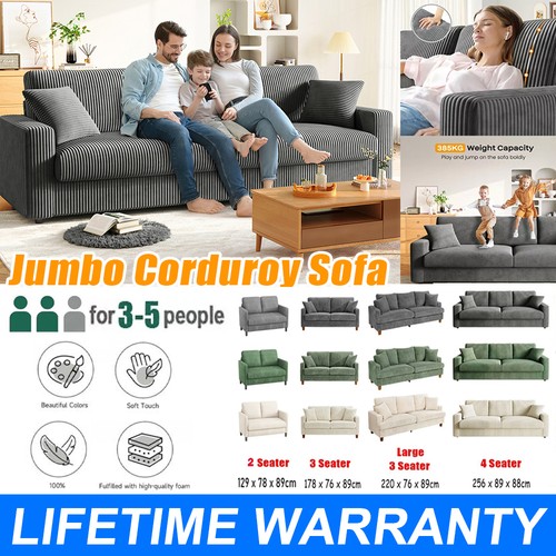 Seater corduroy sofa jumbo - seater,