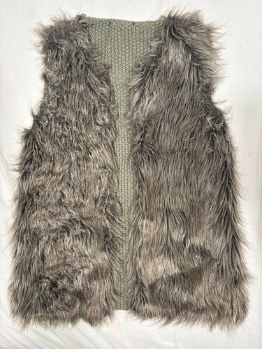 Women grey faux fur - faux, knit
