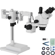 VEVOR 3.5X-90X Simul-Focal Trinocular Stereo Microscope W/ Dual Arm Boom