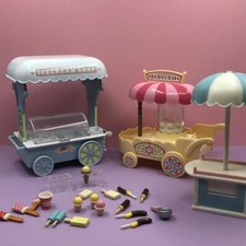 Sylvanian Families Popcorn Ice Cream Shop Carts Umbrella Accessories Toy Set