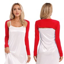 UK Womens Long Sleeve Bolero Shrug Open Front Arm Sleeve Cropped Cardigan Shawls