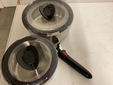 Tefal Ingenio Emotion Stainless Steel 16 & 20 cm Sauepans with Glass Lids+Handle