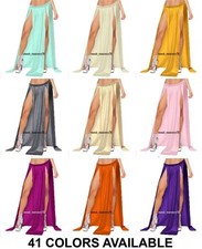 Both Side Slit Skirt Tribal Dance Belly dance Satin Women Plus Size S96