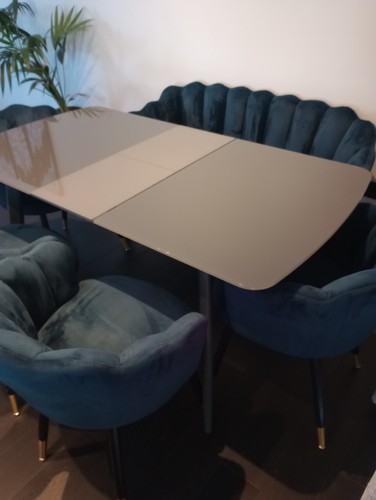 Extendable grey glass dining - glass,