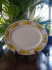 Myott Ironstone  Platter Apple Blossoms Hand Painted in Oil Oval Plate 13.25"