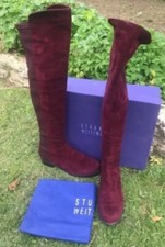STUART WEITZMAN For RUSSELL & BROMLEY 50 50 Suede Boots in Wine UK5.5 RP £395