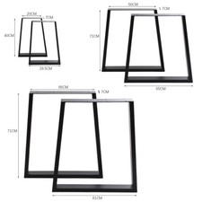 2x Industrial Wrought Iron Table Legs Stand Feet Trapezium Trapezoid Shape Frame