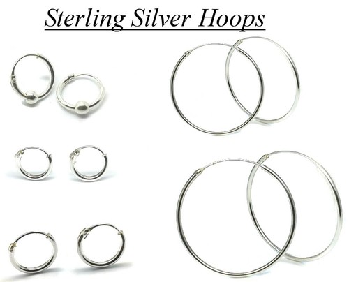 Sterling silver round hoop - silver,