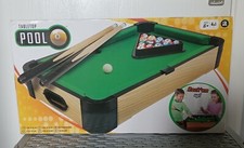 MINI POOL TABLE / BILLIARD GAME TABLE 16” X 8.75” WOOD FRAME. 6+