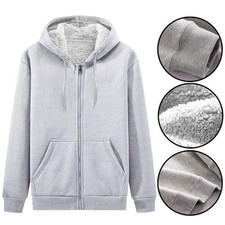 Mens Sherpa Fleece Fur Lined Winter Hoodie Warm Jacket Thick Hooded Full Zip