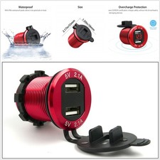 Red 12V Dual USB 4.2A Car