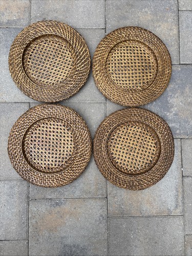 Vtg set woven wicker - vtg, 4