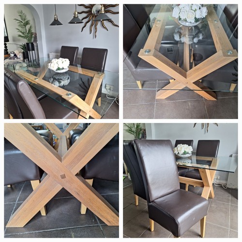 Glass and wood dinning table - and,
