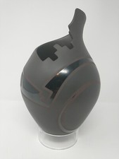Mata Ortiz Pottery Signed by Pabla Quezada Black-on-Black Sculpted Pueblo Olla