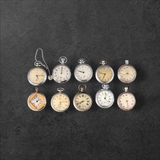 10 Vintage Pocket Watches Smiths Ingersoll Bentima Stirling Etc Spares Or Repair