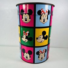 Pierre Henry France Vintage Mickey and Minnie Disney Bin Trash Can Tin 17.5”