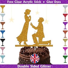 Proposal Cake Topper | Engagement Cake Topper | Glitter Card Cake Decorations