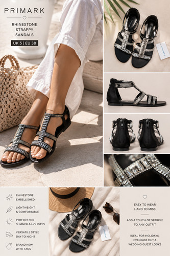 Sparkly black diamante sandals - sparkly,