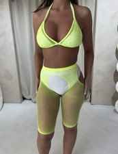 Yellow Fishnet Rhinestone Co
