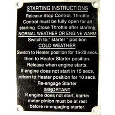 STARTING INSTRUCTION PLATE FOR