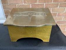 Antique brass slipper box