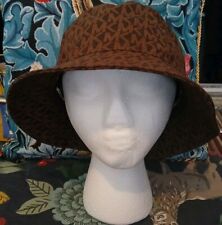 New MICHAEL KORS Men's Brown Logo Detail Lightweight Cotton Lined Bucket Hat S/M