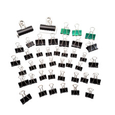 Bulldog Style & Foldback Clips Bundle of 42 Metal Paper Letter Black & Silver