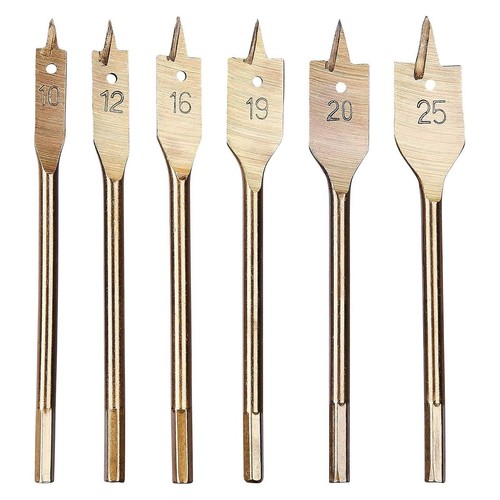 6pc flat wood drill bit - wood, set